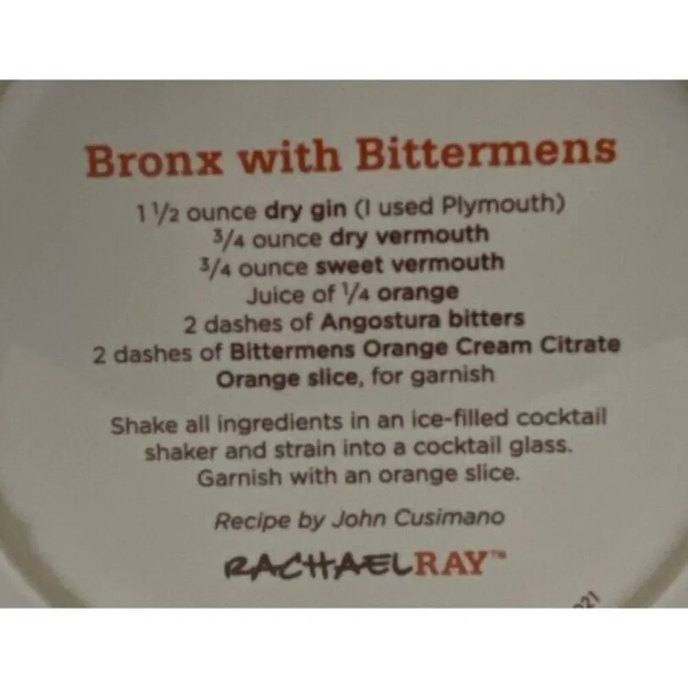 Rachael Ray Cocktails Bronx with Bittermens Party Plate‎